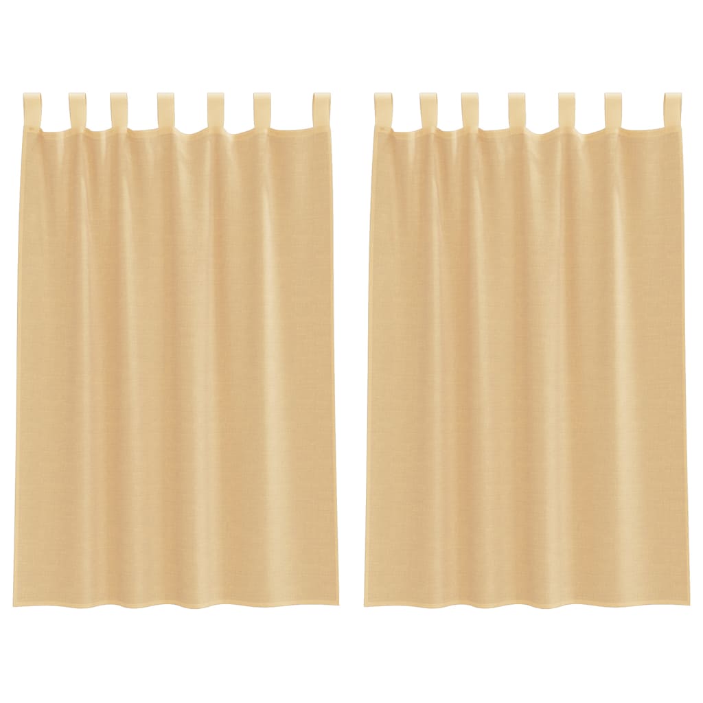 Voile gardiner med öglor 2 st sand 140x175 cm
