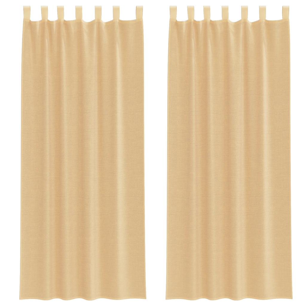 Voile gardiner med öglor 2 st sand 140x260 cm
