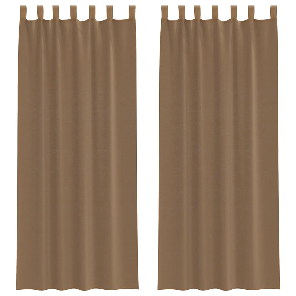 Voile gardiner med öglor 2 st ljusbrun 140x260 cm