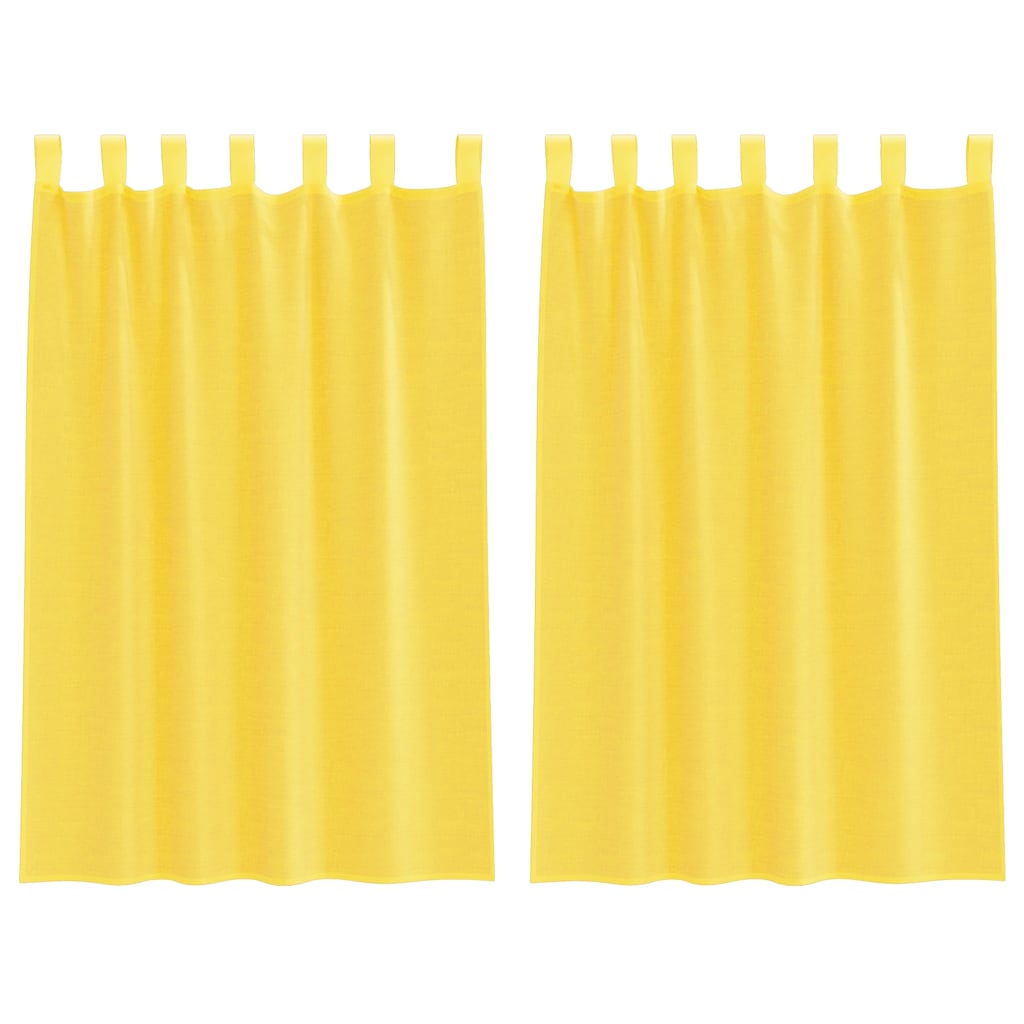 Voile gardiner med öglor 2 st gul 140x175 cm