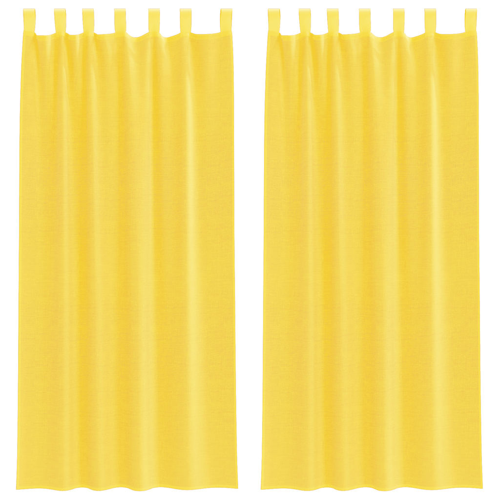 Voile gardiner med öglor 2 st gul 140x225 cm