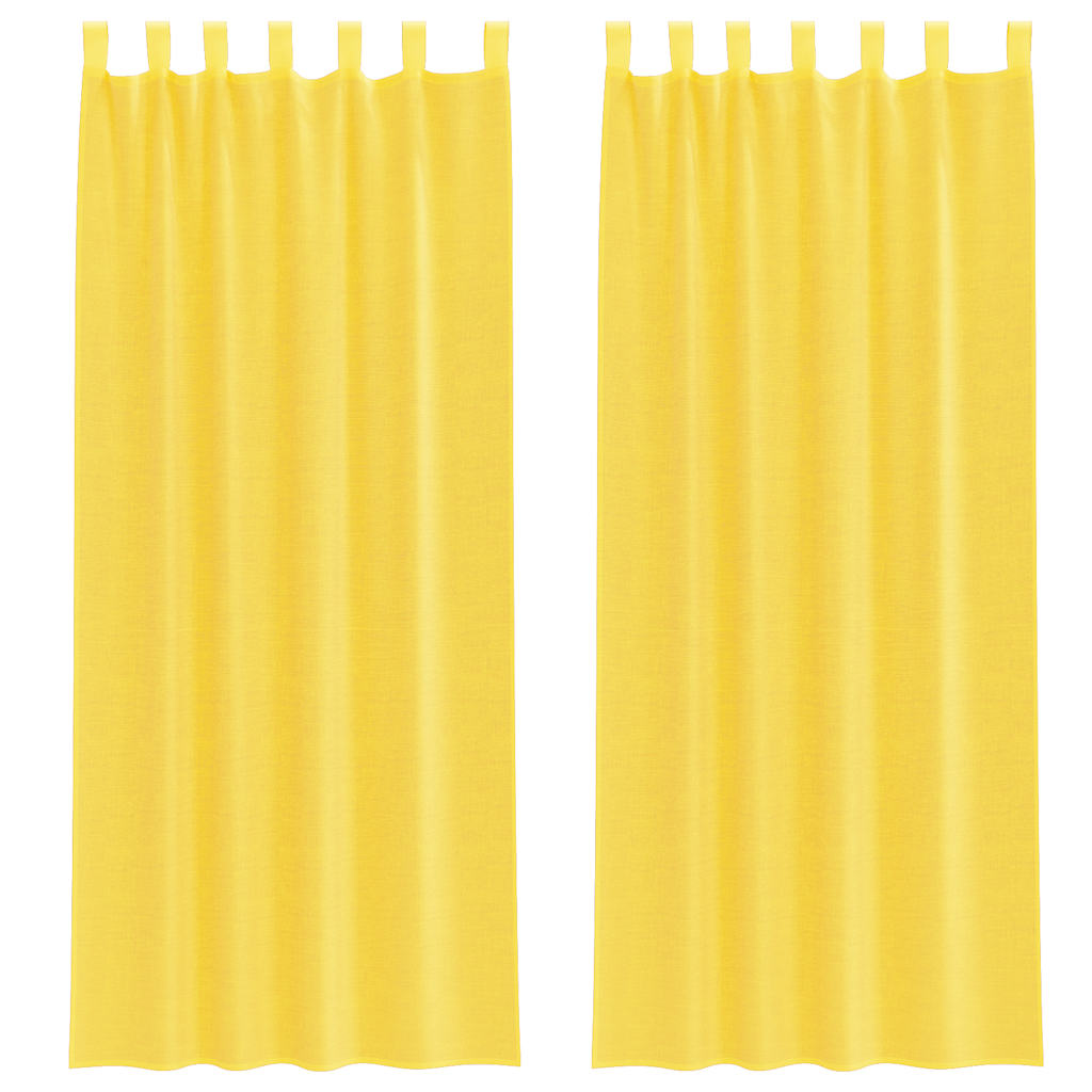 Voile gardiner med öglor 2 st gul 140x260 cm