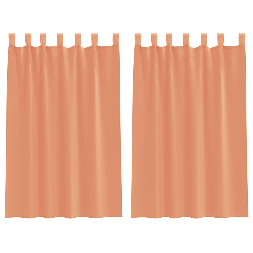 Voile gardiner med öglor 2 st terrakotta 140x175 cm
