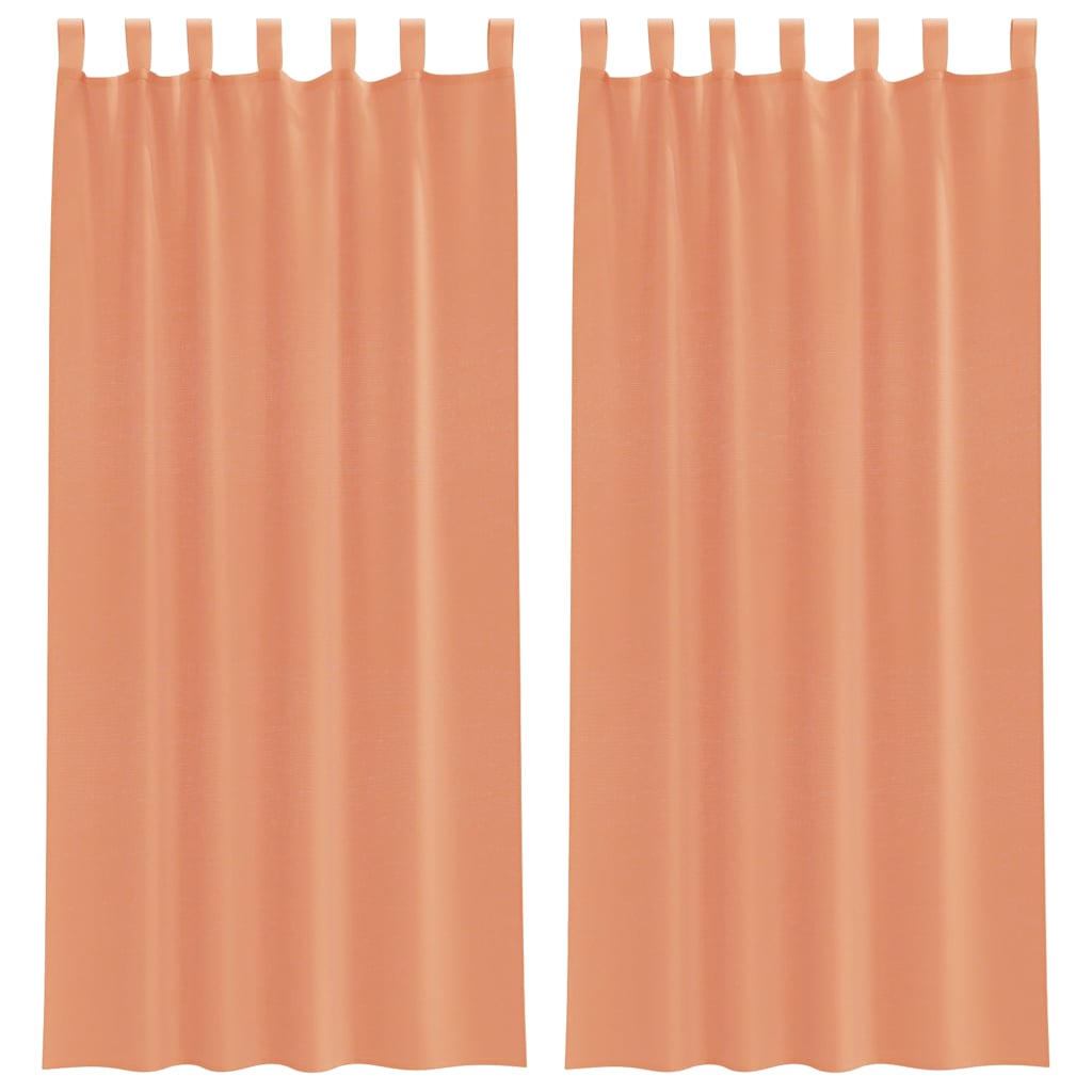 Voile gardiner med öglor 2 st terrakotta 140x245 cm