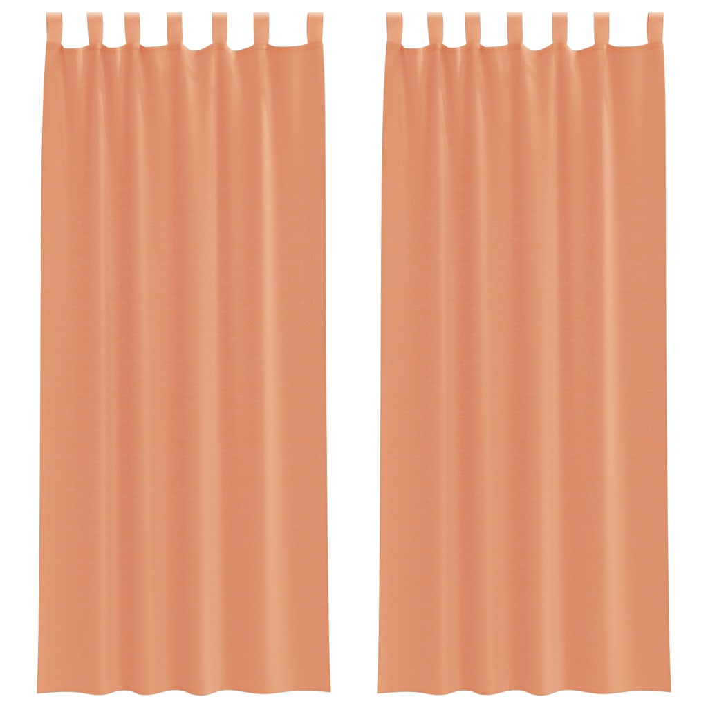 Voile gardiner med öglor 2 st terrakotta 140x260 cm
