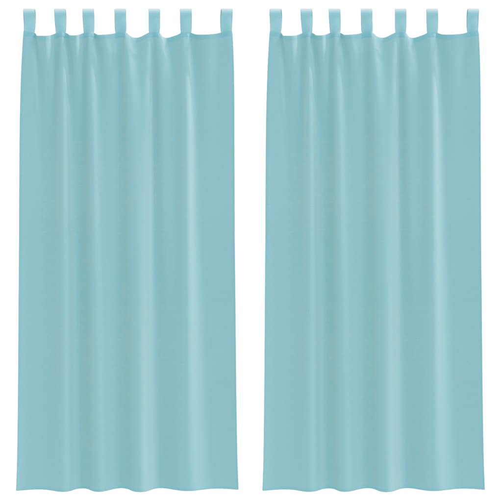 Voile gardiner med öglor 2 st turkos 140x245 cm