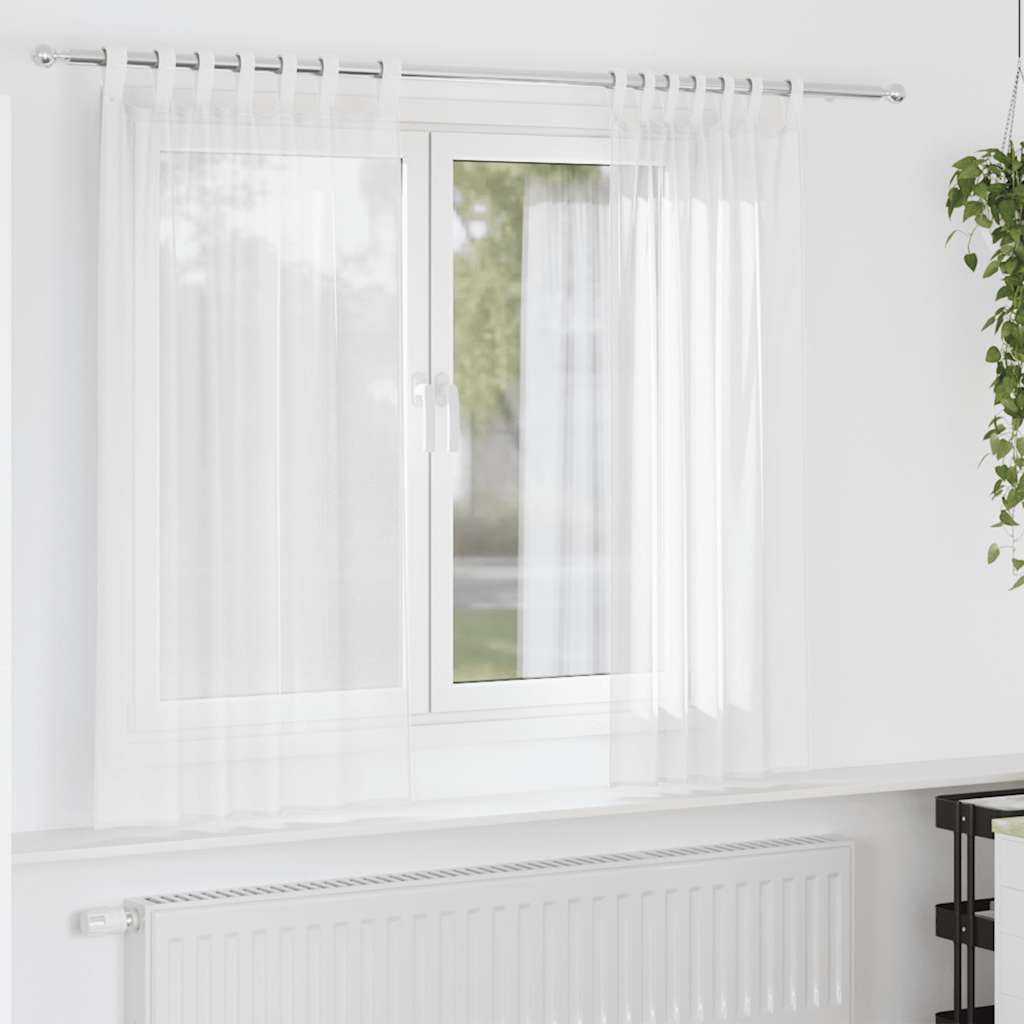 Voile gardiner med öglor 2 st vit 140x175 cm