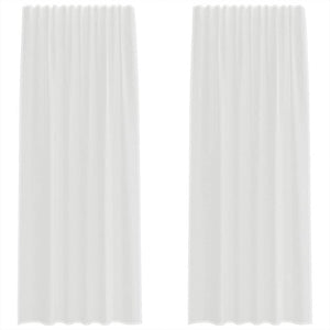Voile gardiner med öglor 2 st vit 140x225 cm