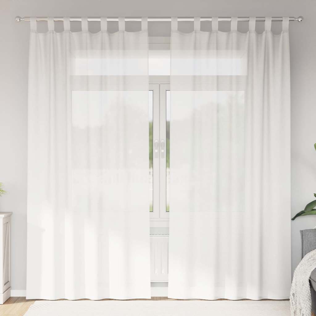 Voile gardiner med öglor 2 st vit 140x245 cm