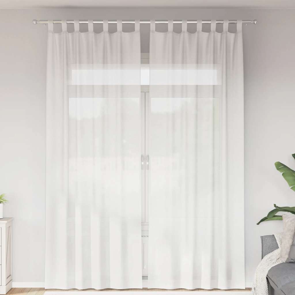 Voile gardiner med öglor 2 st vit 140x260 cm