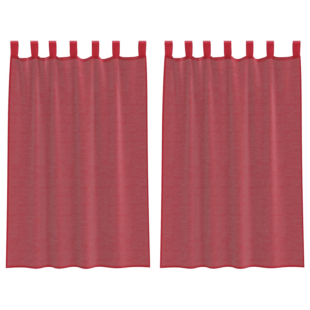 Voile gardiner med öglor 2 st vinröd 140x175 cm