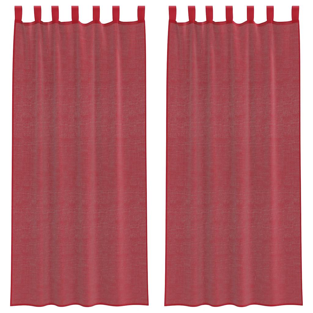 Voile gardiner med öglor 2 st vinröd 140x225 cm