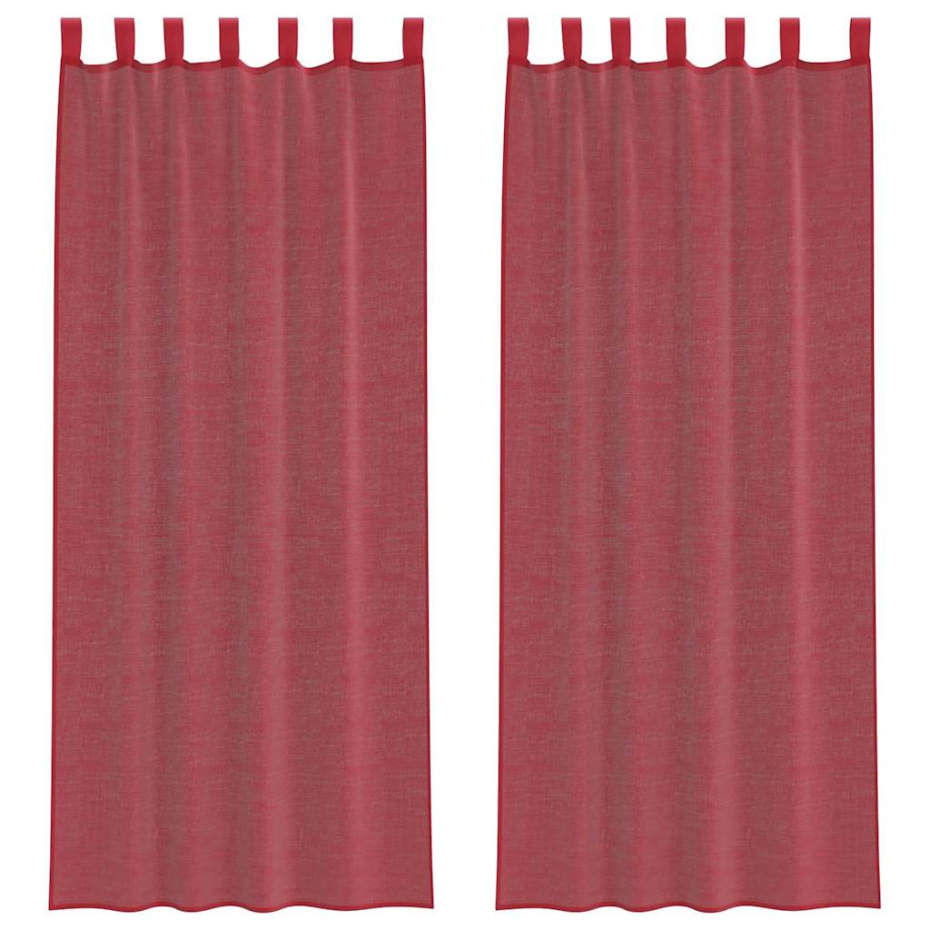 Voile gardiner med öglor 2 st vinröd 140x260 cm