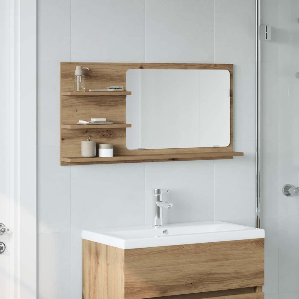 Spegelskåp för badrum artisan ek 90x11x45 cm konstruerat trä