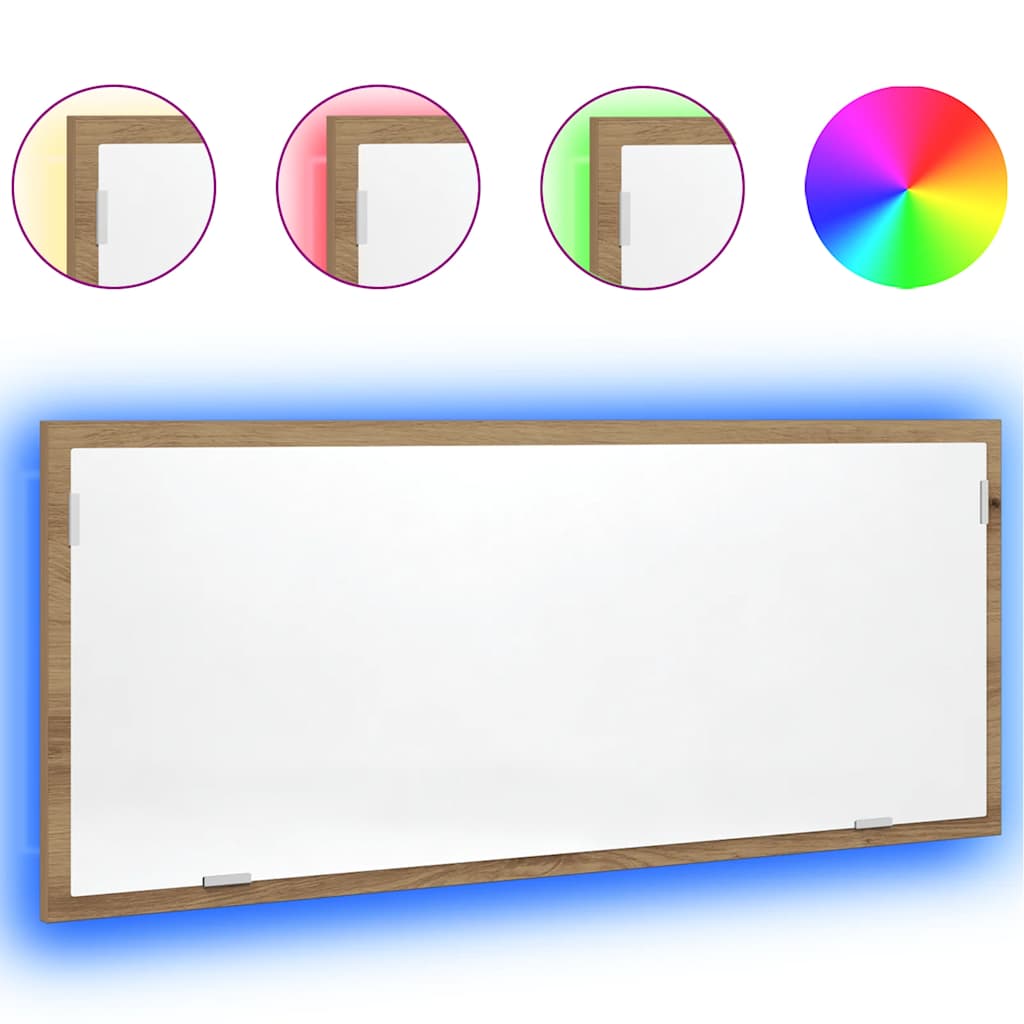 Badrumsspegel med LED artisan ek 100x8,5x37 cm konstruerat trä