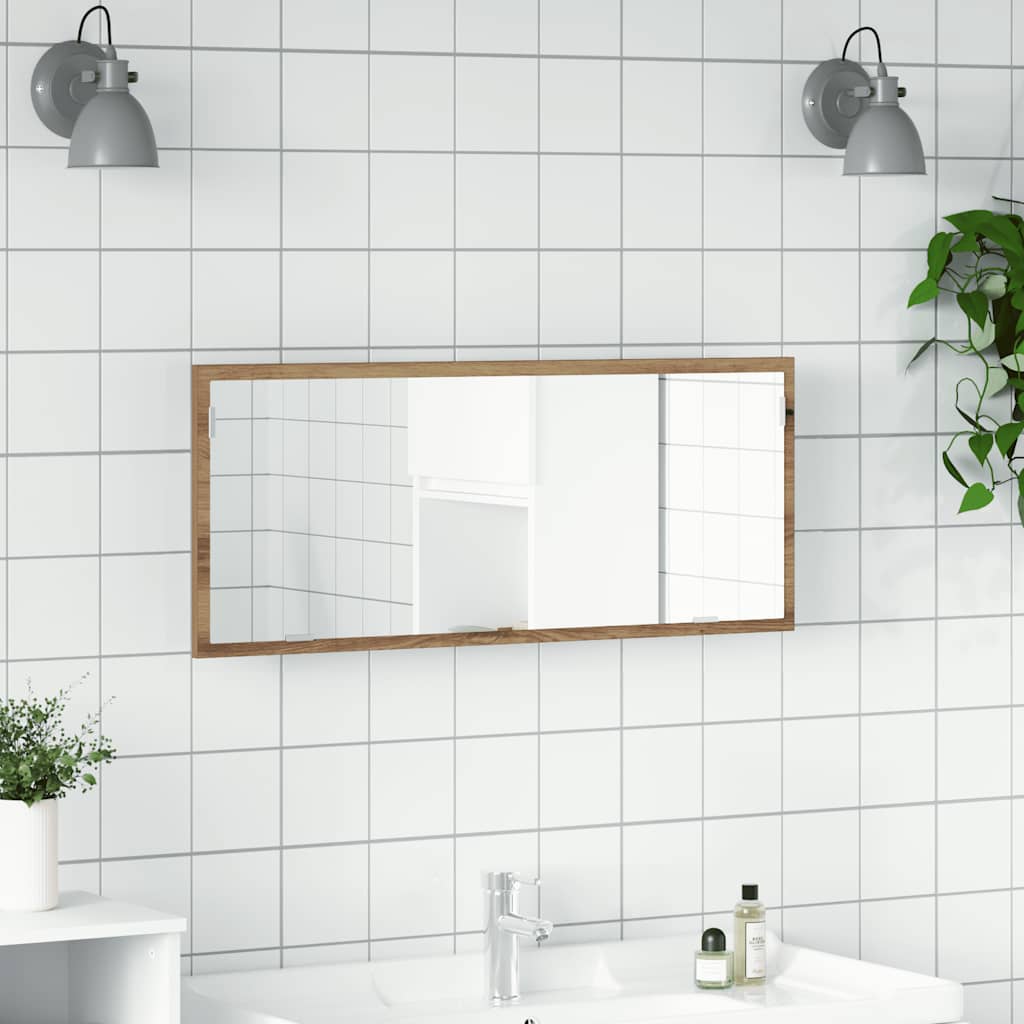 Badrumsspegel med LED artisan ek 100x8,5x37 cm konstruerat trä