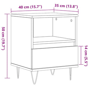 Sängbord åldrat trä 40x35x50 cm konstruerat trä
