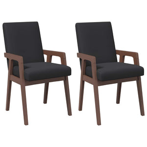 Matstolar med dynor 2 st, brunt massivt trä gummi