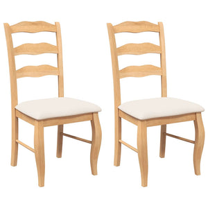 Matstolar med kuddar 2 st, naturligt, massivt trä, gummi