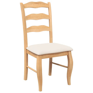 Matstolar med kuddar 2 st, naturligt, massivt trä, gummi