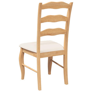 Matstolar med kuddar 2 st, naturligt, massivt trä, gummi