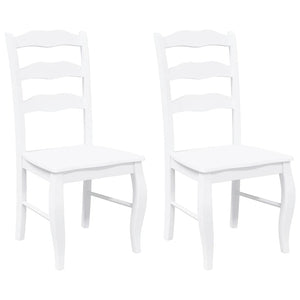 Matstolar 2 st vitt massivt trä gummi