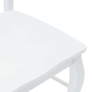 Matstolar 2 st vitt massivt trä gummi