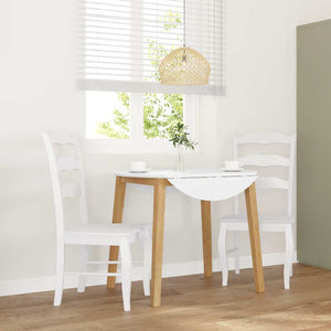 Matstolar 2 st vitt massivt trä gummi