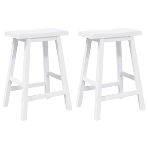 Barstolar 2 st, vit, massivt trä, gummi