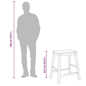 Barstolar 2 st massivt trä gummi