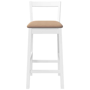 Barstolar med kuddar 2 st, vit, massivt trä, gummi