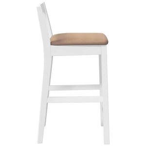 Barstolar med kuddar 2 st, vit, massivt trä, gummi