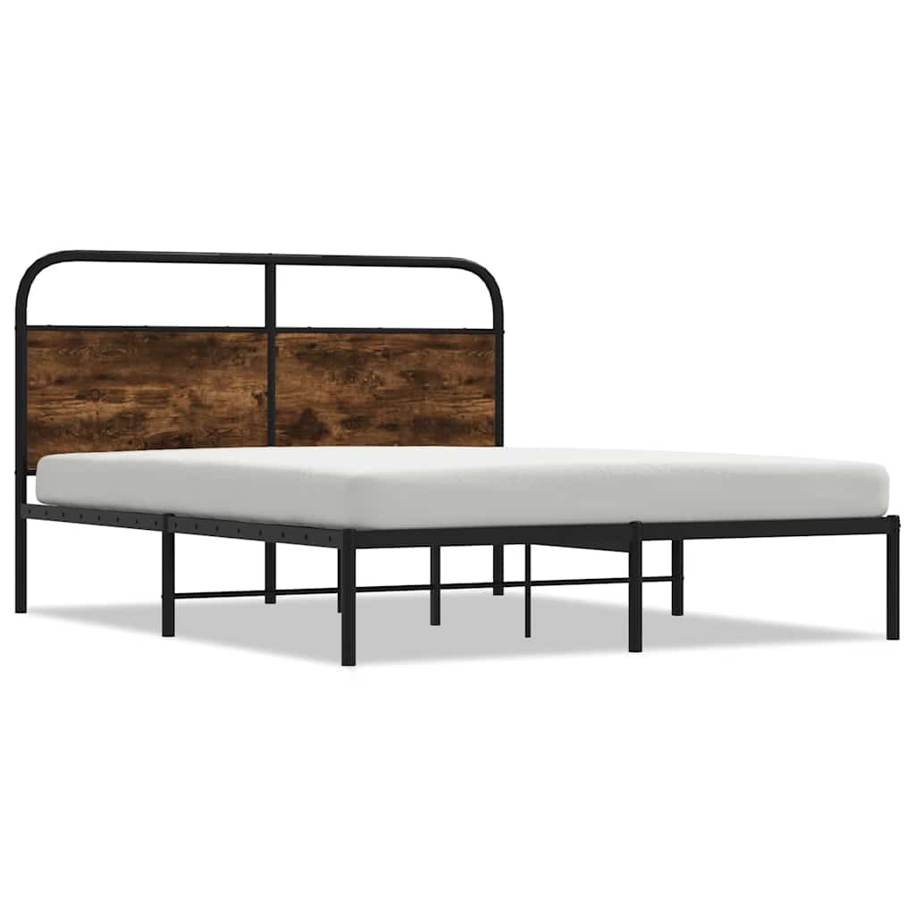 Sängram utan madrass rökfärgad ek 140x190 cm konstruerad trä