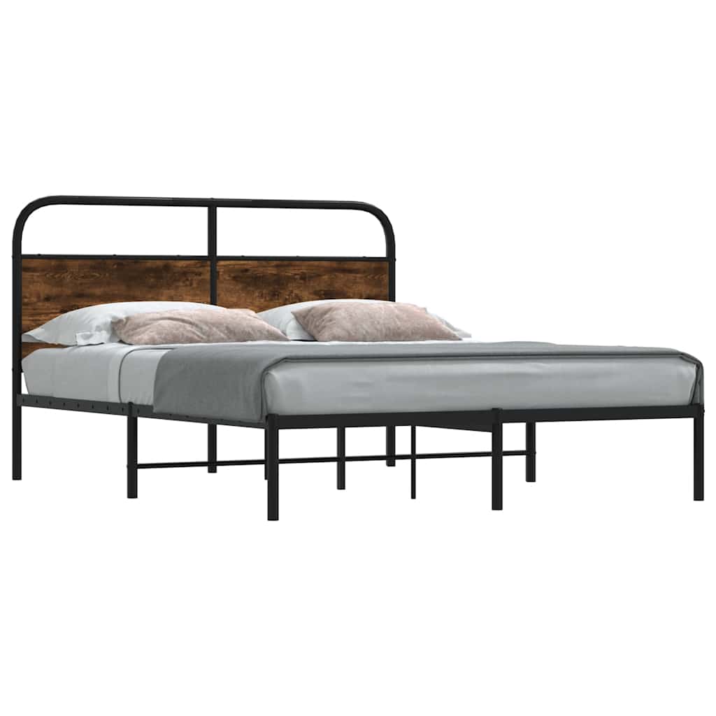 Sängram utan madrass rökfärgad ek 140x190 cm konstruerad trä