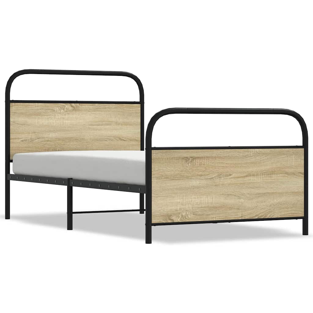 Sängram utan madrass sonoma-ek 107x203 cm konstruerad trä