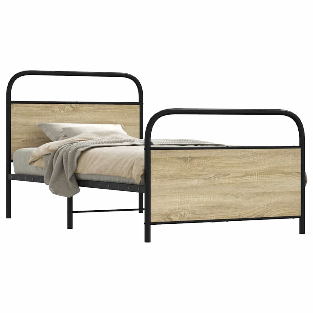Sängram utan madrass sonoma-ek 107x203 cm konstruerad trä