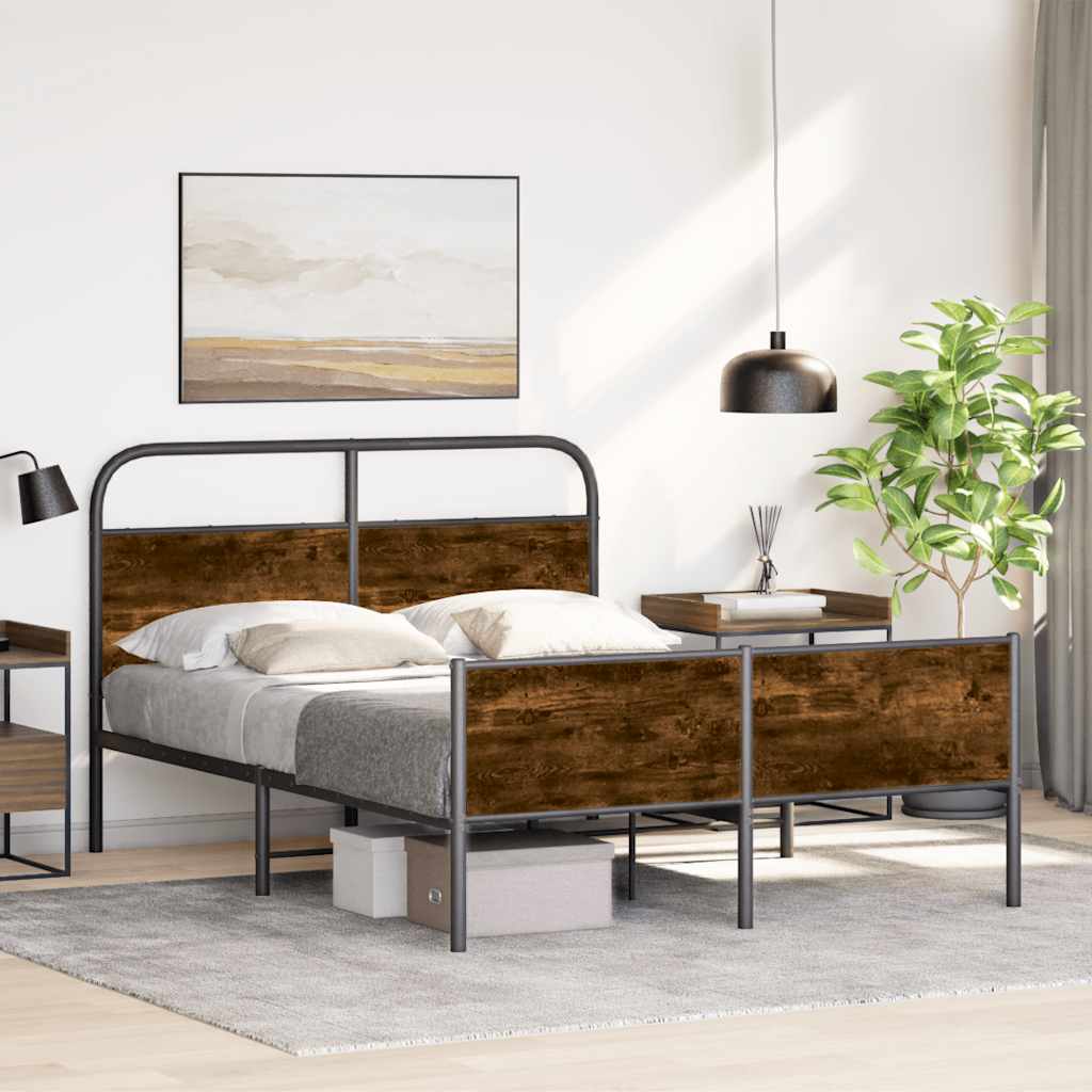Sängram utan madrass sonoma-ek 140x190 cm konstruerad trä