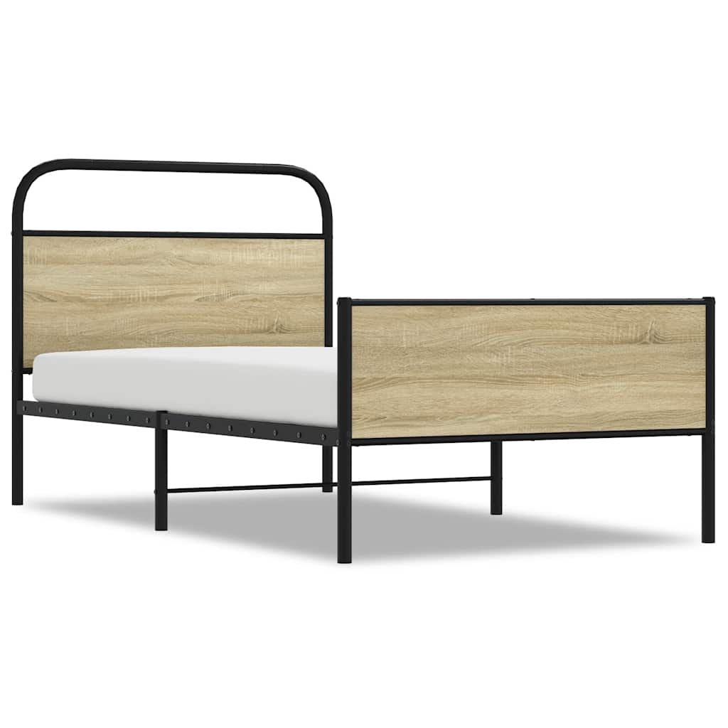 Sängram utan madrass sonoma-ek 107x203 cm konstruerad trä