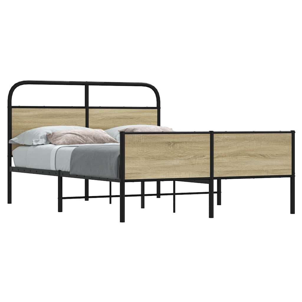 Sängram utan madrass sonoma-ek 140x190 cm konstruerad trä