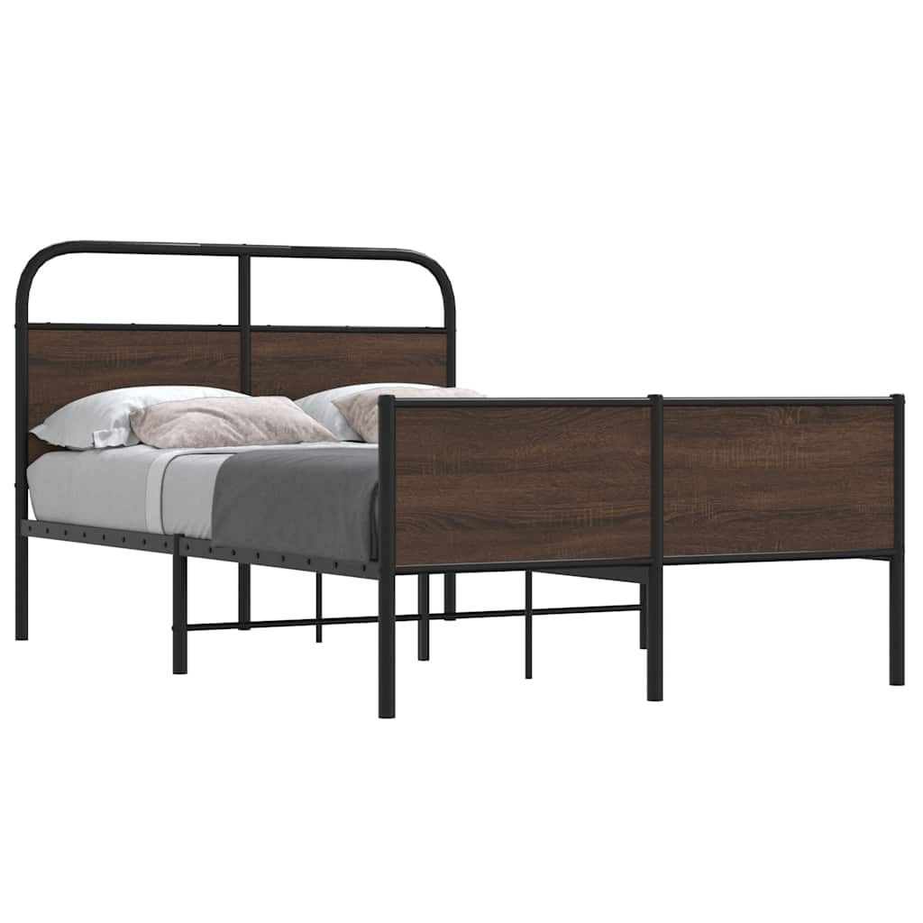 Sängram utan madrass brun ek 140x190 cm konstruerad trä