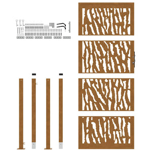 Trädgårdsgrind 100x200 cm väderbeständig stålgrind med spårdesign