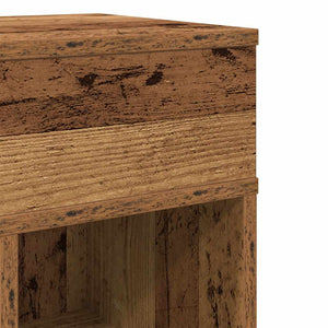 Sängbord med låda åldrat trä 25x31x66 cm