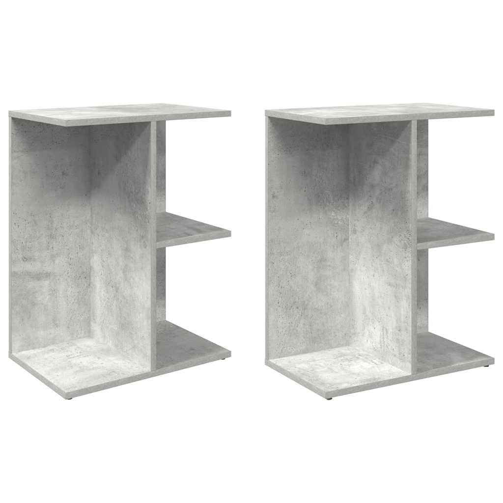 Nattduksbord 2 st betonggrå 46,5x29x61 cm konstruerat trä