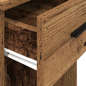 Datorstativ med låda åldrat trä 35x45x77 cm