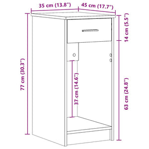 Datorstativ med låda ek 35x45x77 cm