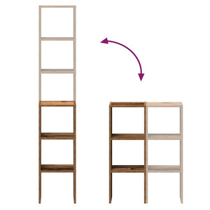 Bokhyllor 2 st stapelbara åldrat trä 30x30x80cm konstruerat trä