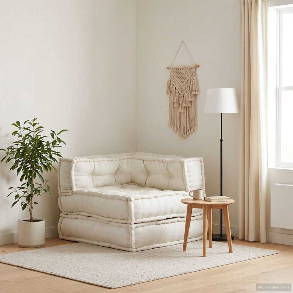 Modulär soffa krämfärgat tyg 70x70x54