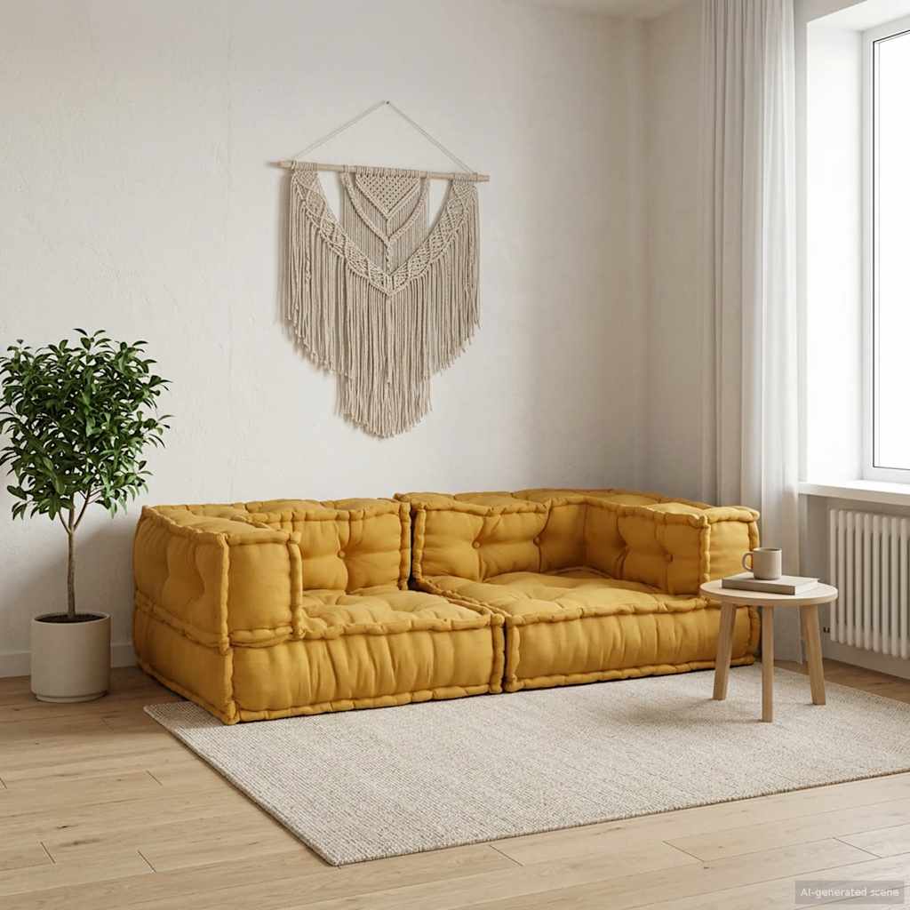 2-sits modulsoffa gul 140x70x36 tyg