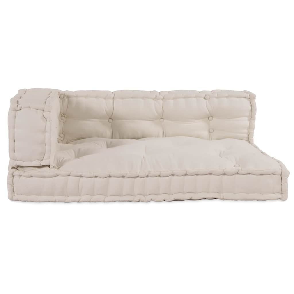 Pallettsoffa Kudde 3 st Tyg Gräddvit 120 x 80 x 34 cm