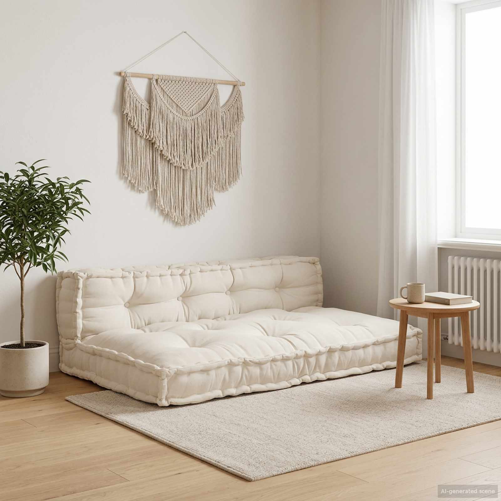 Pallettsoffa Kudde 2 st Tyg Gräddvit 120 x 80 x 38 cm